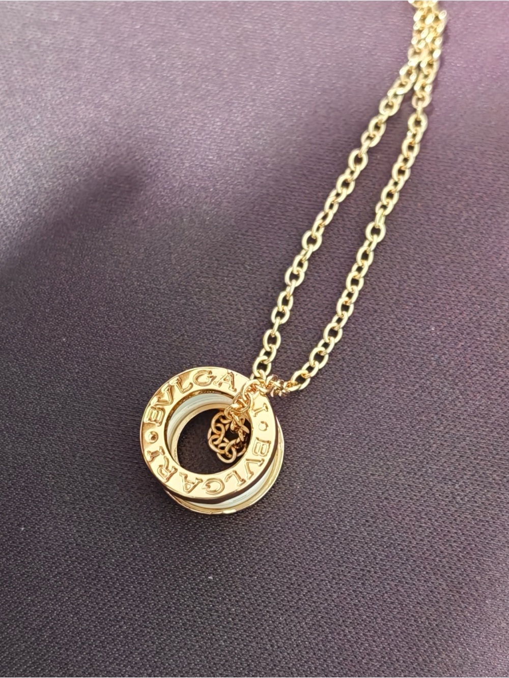 Bulgari Gold-Tone Necklace with Mint Green Ceramic Pendant - Picture 3 of 9